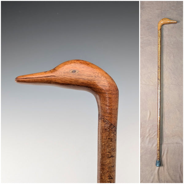 Vintage Brown Shaft Duck Head Handle Travel Walking Stick 91cm